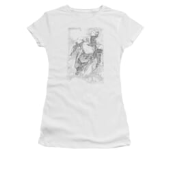 Superman Shirt Juniors Flying Sketch White T-Shirt