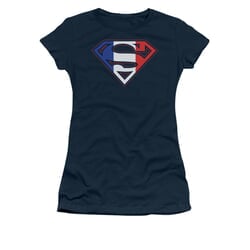 Superman Shirt Juniors French Shield Navy T-Shirt