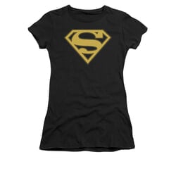 Superman Shirt Juniors Gold Shield Black T-Shirt