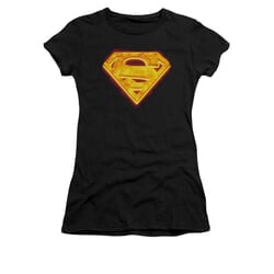 Superman Shirt Juniors Hot Steel Shield Black T-Shirt