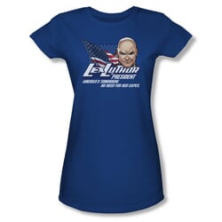 Superman Shirt Juniors Lex Luthor For President Royal Blue T-Shirt