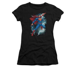 Superman Shirt Juniors Lightning Black T-Shirt