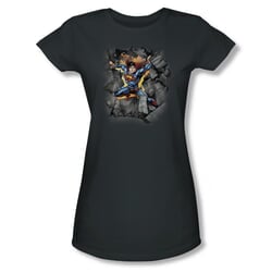 Superman Shirt Juniors Make A Hole Charcoal T-Shirt