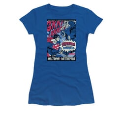 Superman Shirt Juniors Meltdown Royal Blue T-Shirt