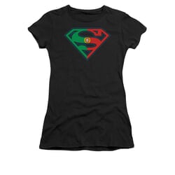 Superman Shirt Juniors Portugal Shield Black T-Shirt