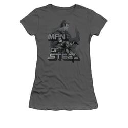 Superman Shirt Juniors Poses Charcoal T-Shirt