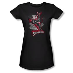 Superman Shirt Juniors Red & Gray Black T-Shirt