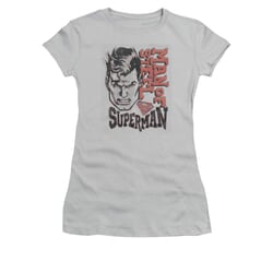 Superman Shirt Juniors Retro Lines Silver T-Shirt