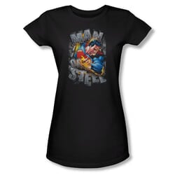 Superman Shirt Juniors Ripping Steel Black T-Shirt