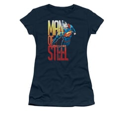 Superman Shirt Juniors Steel Flight Navy T-Shirt