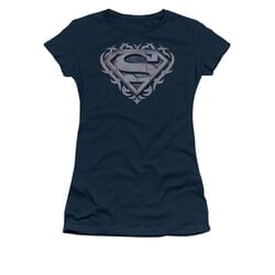 Superman Shirt Juniors Tribal Steel Navy T-Shirt