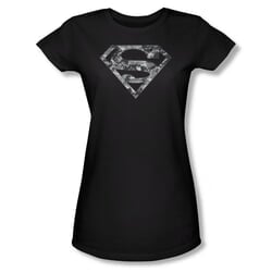 Superman Shirt Juniors Urban Digi Camo Shield Black T-Shirt