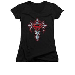 Superman Shirt Juniors V Neck Gothic Cross Black T-Shirt