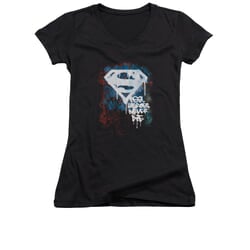 Superman Shirt Juniors V Neck Never Die Black T-Shirt