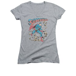 Superman Shirt Juniors V Neck Rocks Athletic Heather T-Shirt