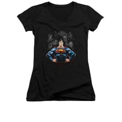 Superman Shirt Juniors V Neck Villians Black T-Shirt