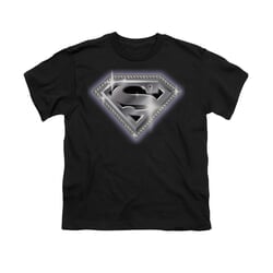 Superman Shirt Kids Bling Shield Black T-Shirt