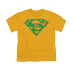 Superman Shirt Kids Brazil Shield Gold T-Shirt