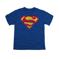 Superman Shirt Kids Classic Logo Distressed Royal Blue T-Shirt