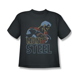 Superman Shirt Kids Colored Lines Charcoal T-Shirt