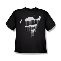 Superman Shirt Kids Dripping Shield Black T-Shirt