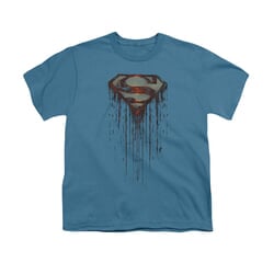 Superman Shirt Kids Dripping Shield Slate T-Shirt