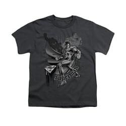 Superman Shirt Kids Fight And Flight Charcoal T-Shirt