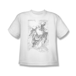 Superman Shirt Kids Flying Sketch White T-Shirt