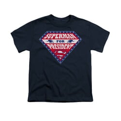 Superman Shirt Kids For President Navy T-Shirt