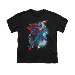 Superman Shirt Kids Lightning Black T-Shirt