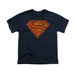 Superman Shirt Kids Messy Shield Navy T-Shirt