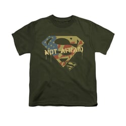 Superman Shirt Kids Not Afraid Olive T-Shirt