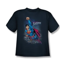 Superman Shirt Kids Over The City Navy T-Shirt