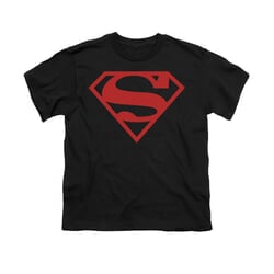 Superman Shirt Kids Red Shield Black T-Shirt