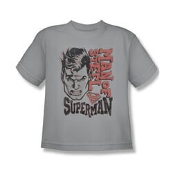 Superman Shirt Kids Retro Lines Silver T-Shirt