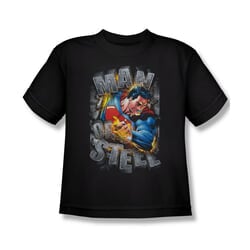 Superman Shirt Kids Ripping Steel Black T-Shirt