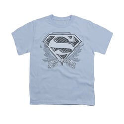 Superman Shirt Kids Sketchy Crest Light Blue T-Shirt