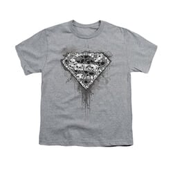 Superman Shirt Kids Skull Shield Athletic Heather T-Shirt