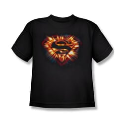 Superman Shirt Kids Space Burst Shield Black T-Shirt