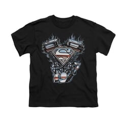 Superman Shirt Kids V Twin Logo Black T-Shirt