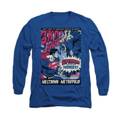 Superman Shirt Meltdown Long Sleeve Royal Blue Tee T-Shirt