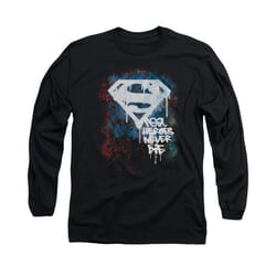 Superman Shirt Never Die Long Sleeve Black Tee T-Shirt