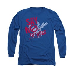 Superman Shirt No To Thugs Long Sleeve Royal Blue Tee T-Shirt