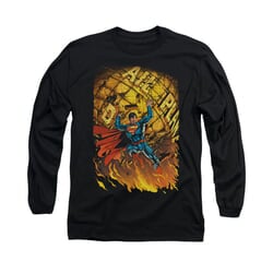 Superman Shirt Planet Lift Long Sleeve Black Tee T-Shirt