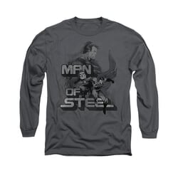 Superman Shirt Poses Long Sleeve Charcoal Tee T-Shirt