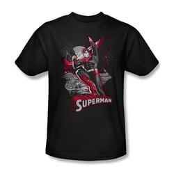 Superman Shirt Red & Gray Black T-Shirt