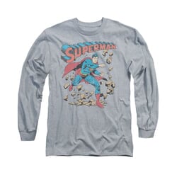 Superman Shirt Rocks Long Sleeve Athletic Heather Tee T-Shirt