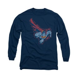 Superman Shirt Scribble And Soar Long Sleeve Navy Tee T-Shirt