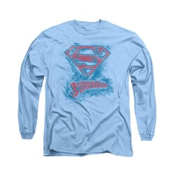 Superman Shirt Sketchy Long Sleeve Carolina Blue Tee T-Shirt