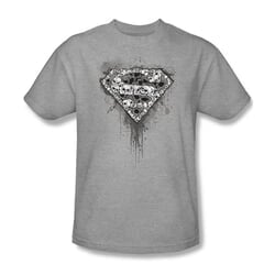 Superman Shirt Skull Shield Athletic Heather T-Shirt